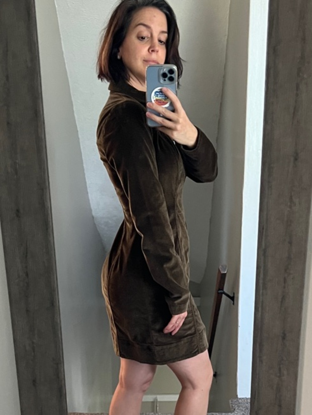 Pilcro Olive Green Zip-Front Midi Dress
